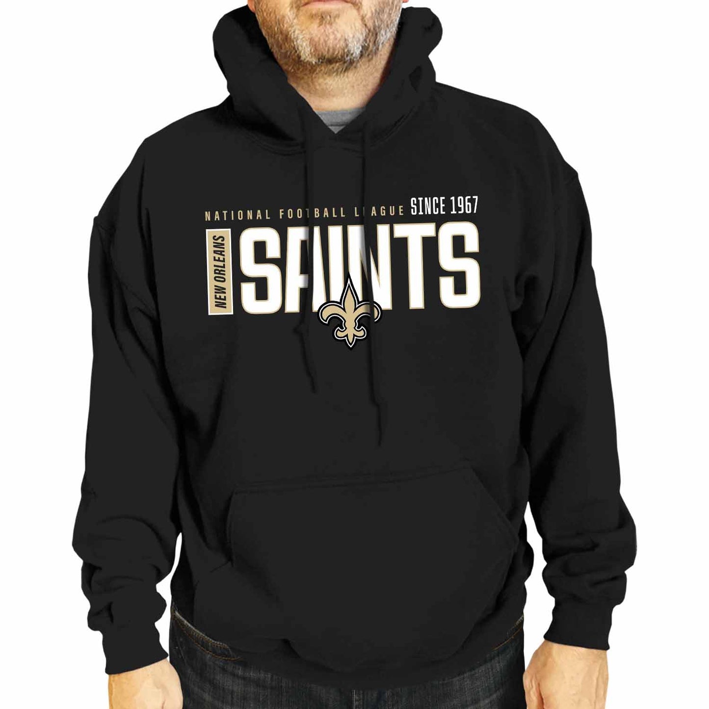 New Orleans Saints NFL Adult Unisex Modern Endzone Soft Fleece Hooded Sweatshirt - Black