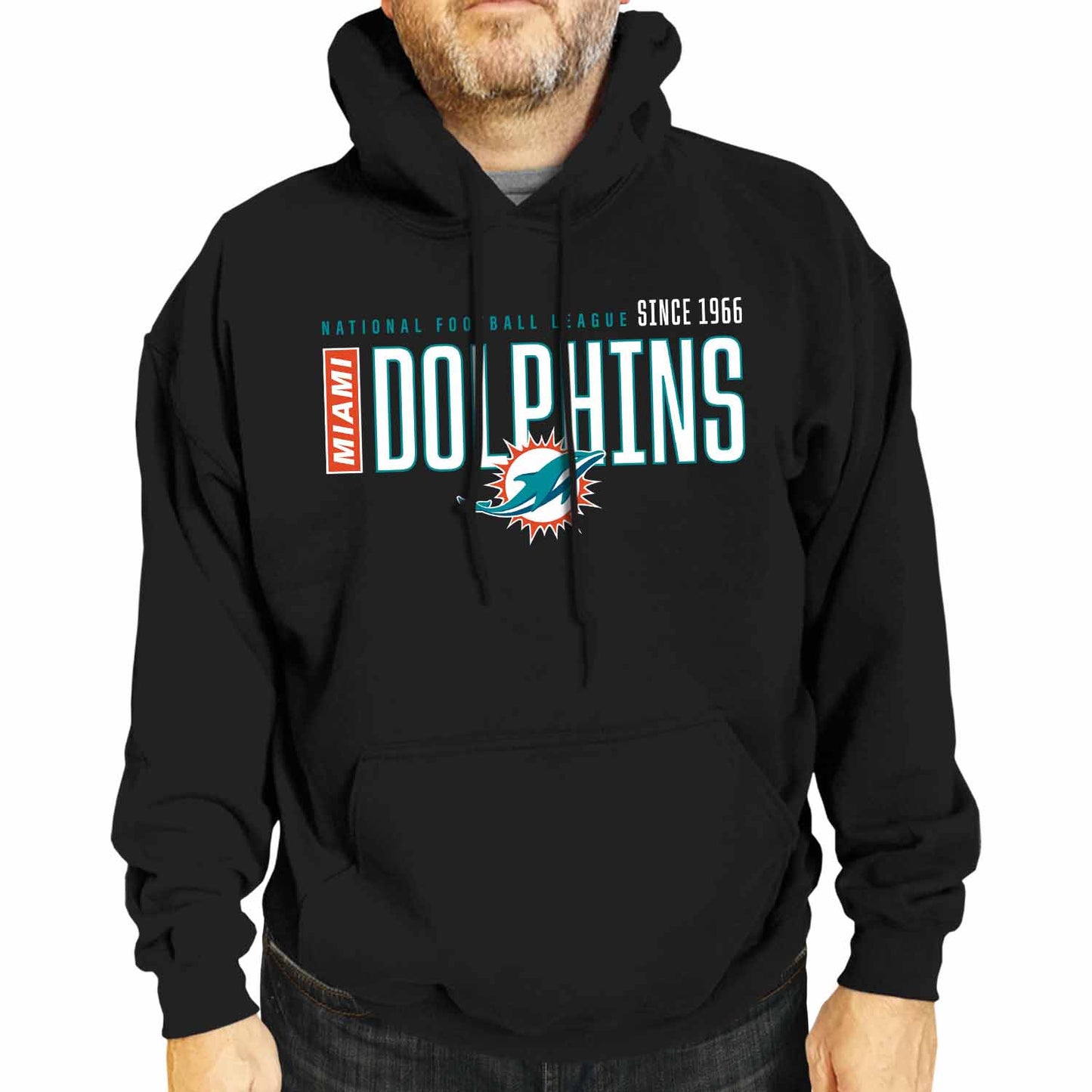 Miami Dolphins NFL Adult Unisex Modern Endzone Soft Fleece Hooded Sweatshirt - Black