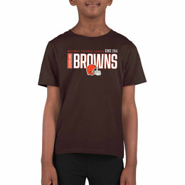 Cleveland Browns NFL Youth Modern Endzone Football T-Shirt Unisex Tag Free Comfortable - Dark Brown