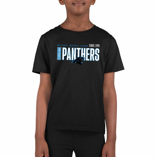 Carolina Panthers NFL Youth Modern Endzone Football T-Shirt Unisex Tag Free Comfortable - Black