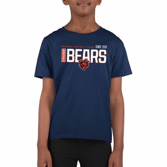 Chicago Bears NFL Youth Modern Endzone Football T-Shirt Unisex Tag Free Comfortable - Navy