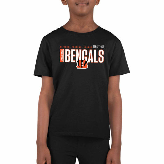 Cincinnati Bengals NFL Youth Modern Endzone Football T-Shirt Unisex Tag Free Comfortable - Black