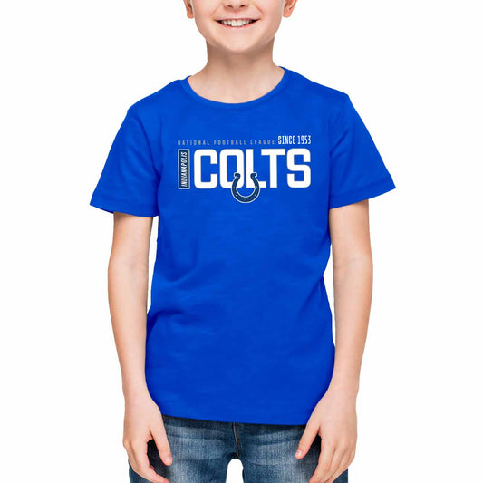 Indianapolis Colts NFL Youth Modern Endzone Football T-Shirt Unisex Tag Free Comfortable - Royal