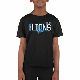 Detroit Lions NFL Youth Modern Endzone Football T-Shirt Unisex Tag Free Comfortable - Black