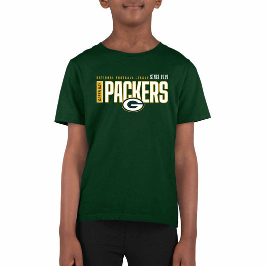 Green Bay Packers NFL Youth Modern Endzone Football T-Shirt Unisex Tag Free Comfortable - Forest Green