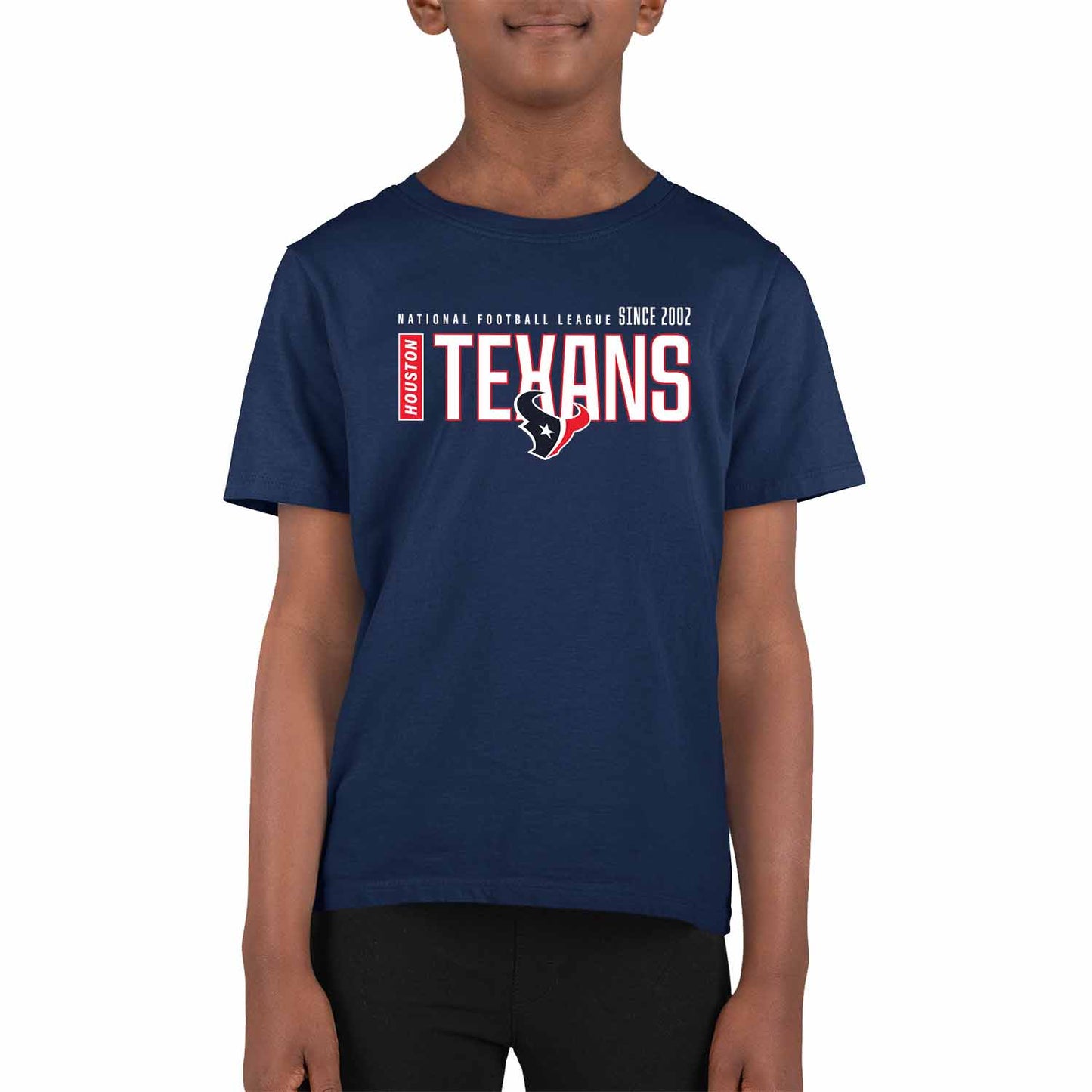 Houston Texans NFL Youth Modern Endzone Football T-Shirt Unisex Tag Free Comfortable - Navy