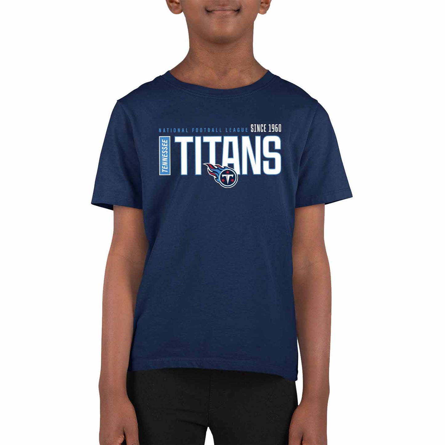 Tennessee Titans NFL Youth Modern Endzone Football T-Shirt Unisex Tag Free Comfortable - Navy