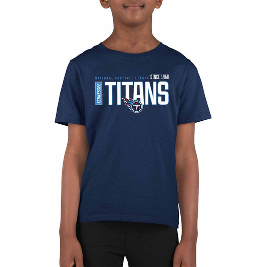Tennessee Titans NFL Youth Modern Endzone Football T-Shirt Unisex Tag Free Comfortable - Navy