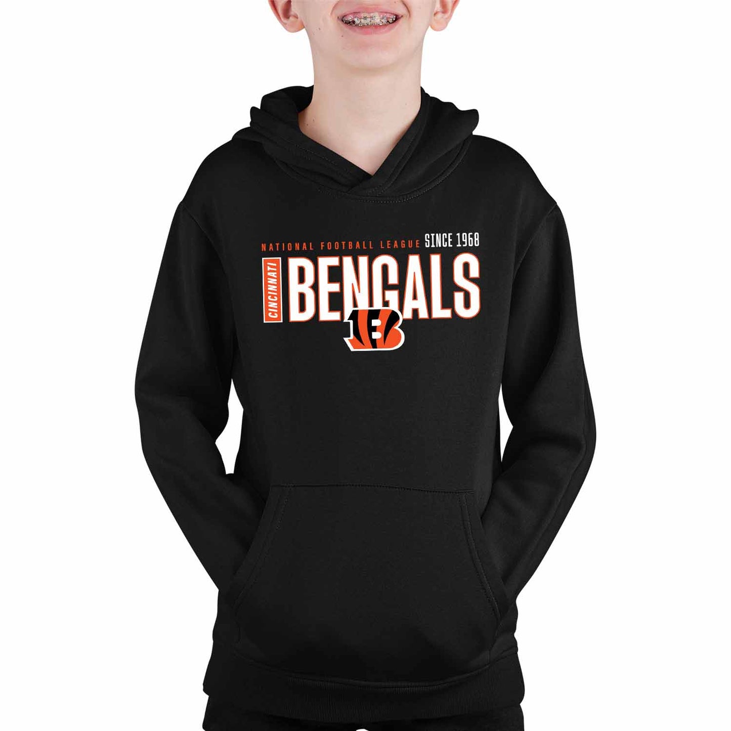 Cincinnati Bengals NFL Youth Modern Endzone Football Fleece Hooded Sweatshirt - Black