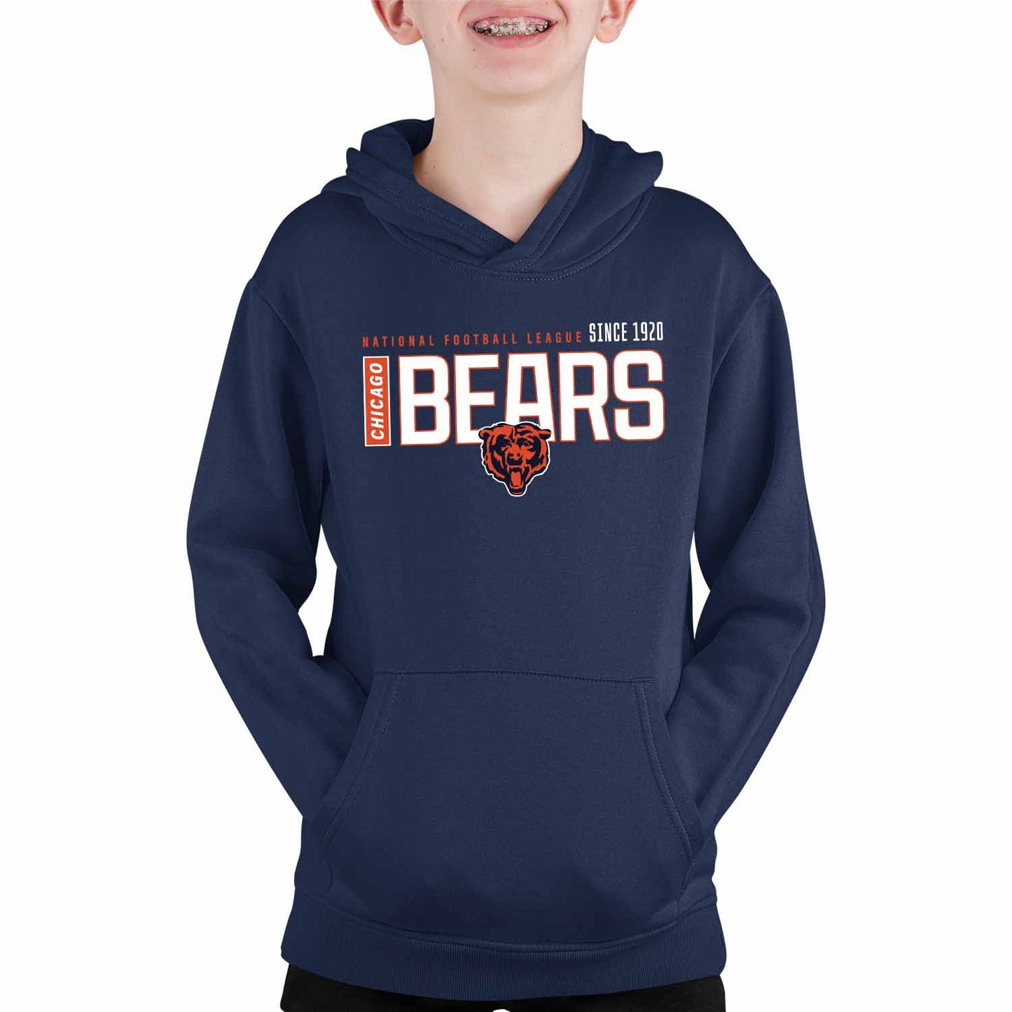 Chicago Bears NFL Youth Modern Endzone Football Fleece Hooded Sweatshirt - Navy