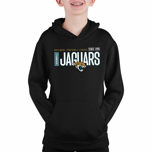 Jacksonville Jaguars NFL Youth Modern Endzone Football Fleece Hooded Sweatshirt - Black
