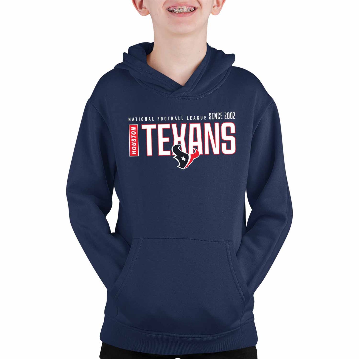 Houston Texans NFL Youth Modern Endzone Football Fleece Hooded Sweatshirt - Navy