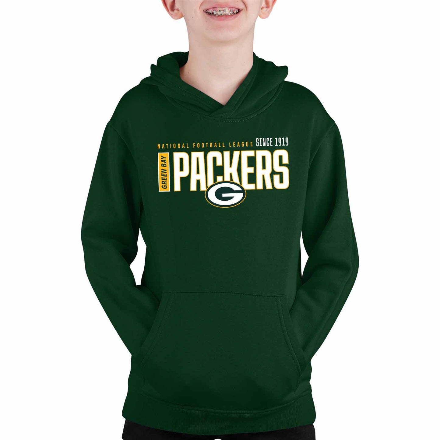 Green Bay Packers NFL Youth Modern Endzone Football Fleece Hooded Sweatshirt - Forest Green