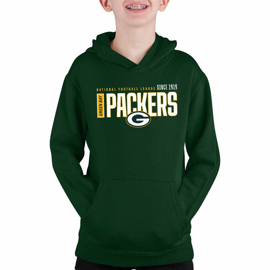 Green Bay Packers NFL Youth Modern Endzone Football Fleece Hooded Sweatshirt - Forest Green