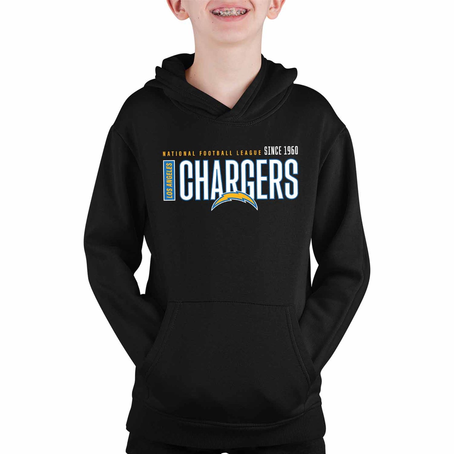 Los Angeles Chargers NFL Youth Modern Endzone Football Fleece Hooded Sweatshirt - Black