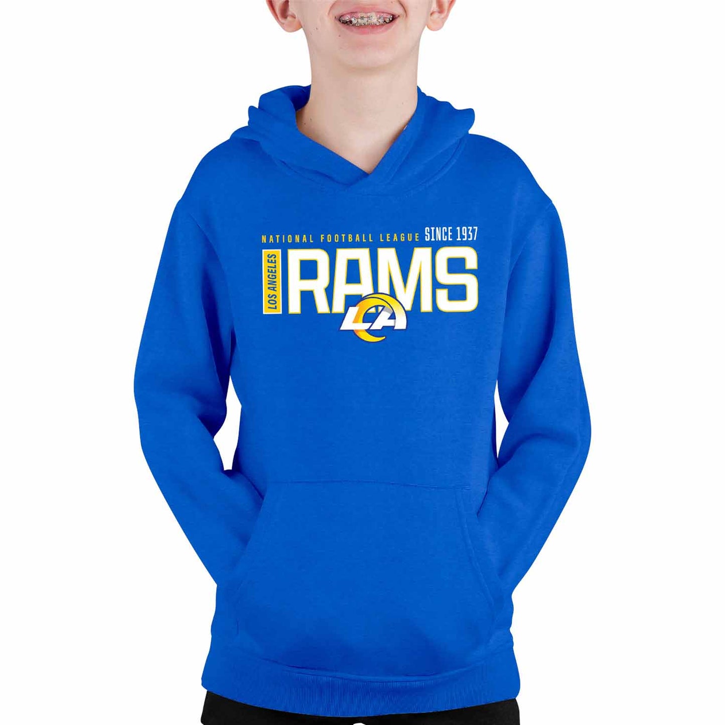 Los Angeles Rams NFL Youth Modern Endzone Football Fleece Hooded Sweatshirt - Royal