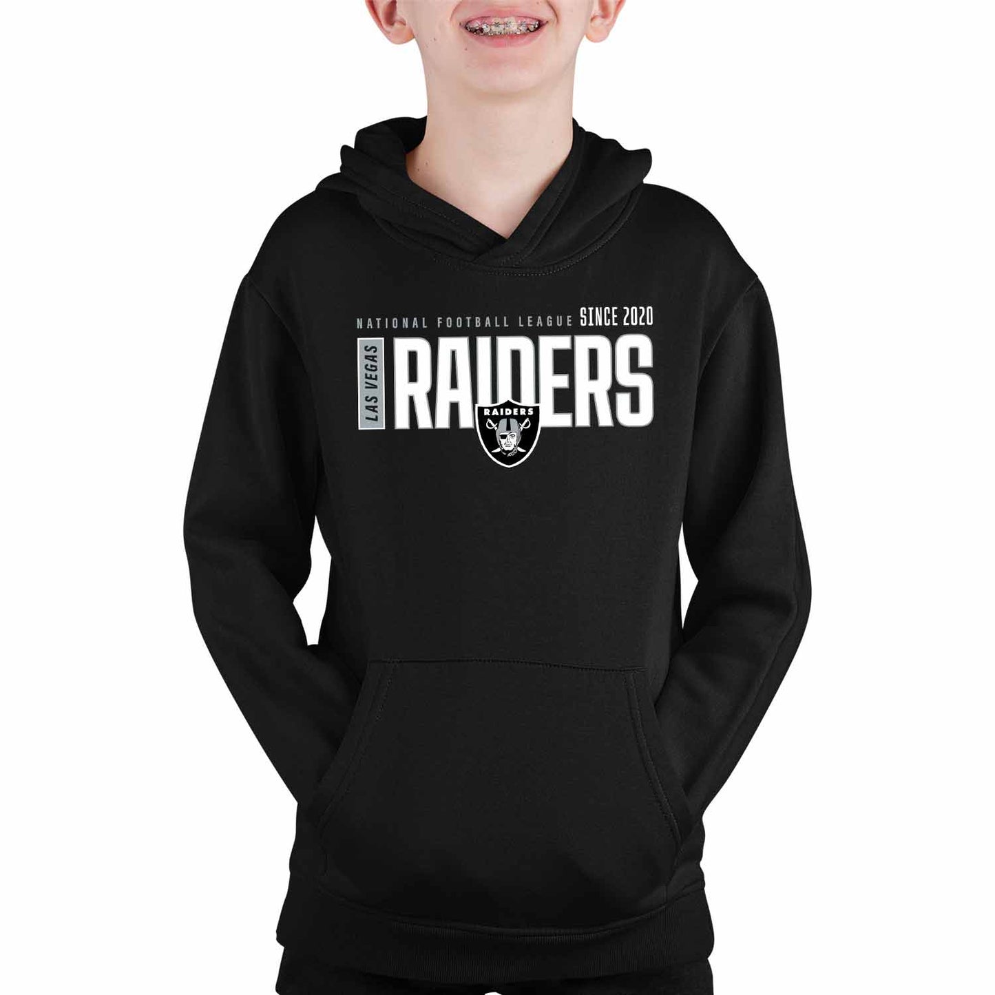 Las Vegas Raiders NFL Youth Modern Endzone Football Fleece Hooded Sweatshirt - Black