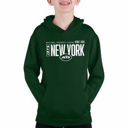 New York Jets NFL Youth Modern Endzone Football Fleece Hooded Sweatshirt - Forest Green