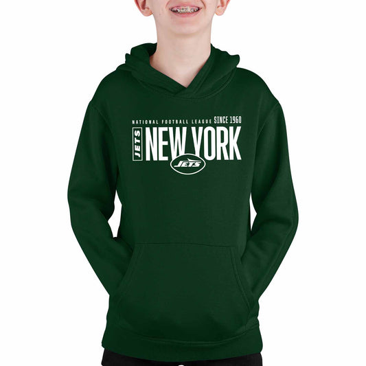 New York Jets NFL Youth Modern Endzone Football Fleece Hooded Sweatshirt - Forest Green