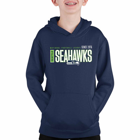 Seattle Seahawks NFL Youth Modern Endzone Football Fleece Hooded Sweatshirt - Navy