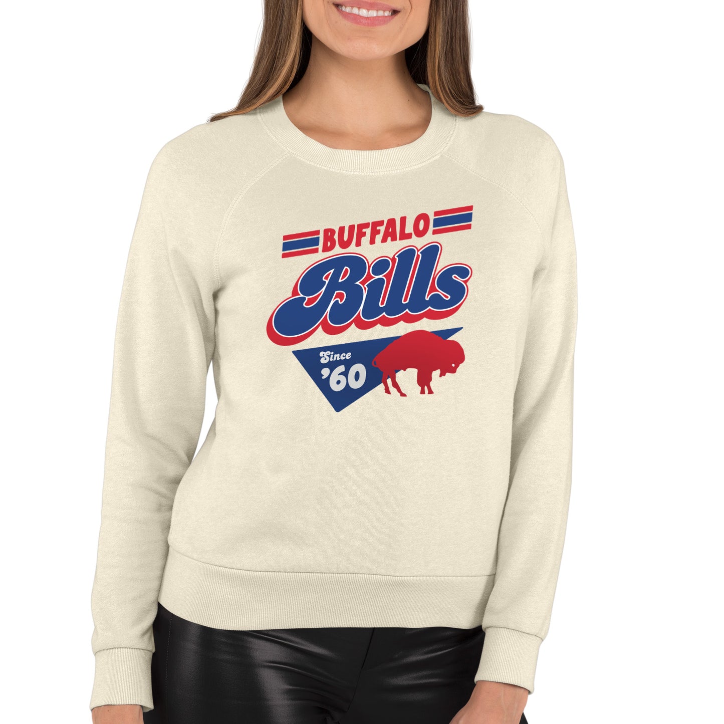 Buffalo Bills NFL Womens Vintage Charm French Terry Slouchy Top - Birch