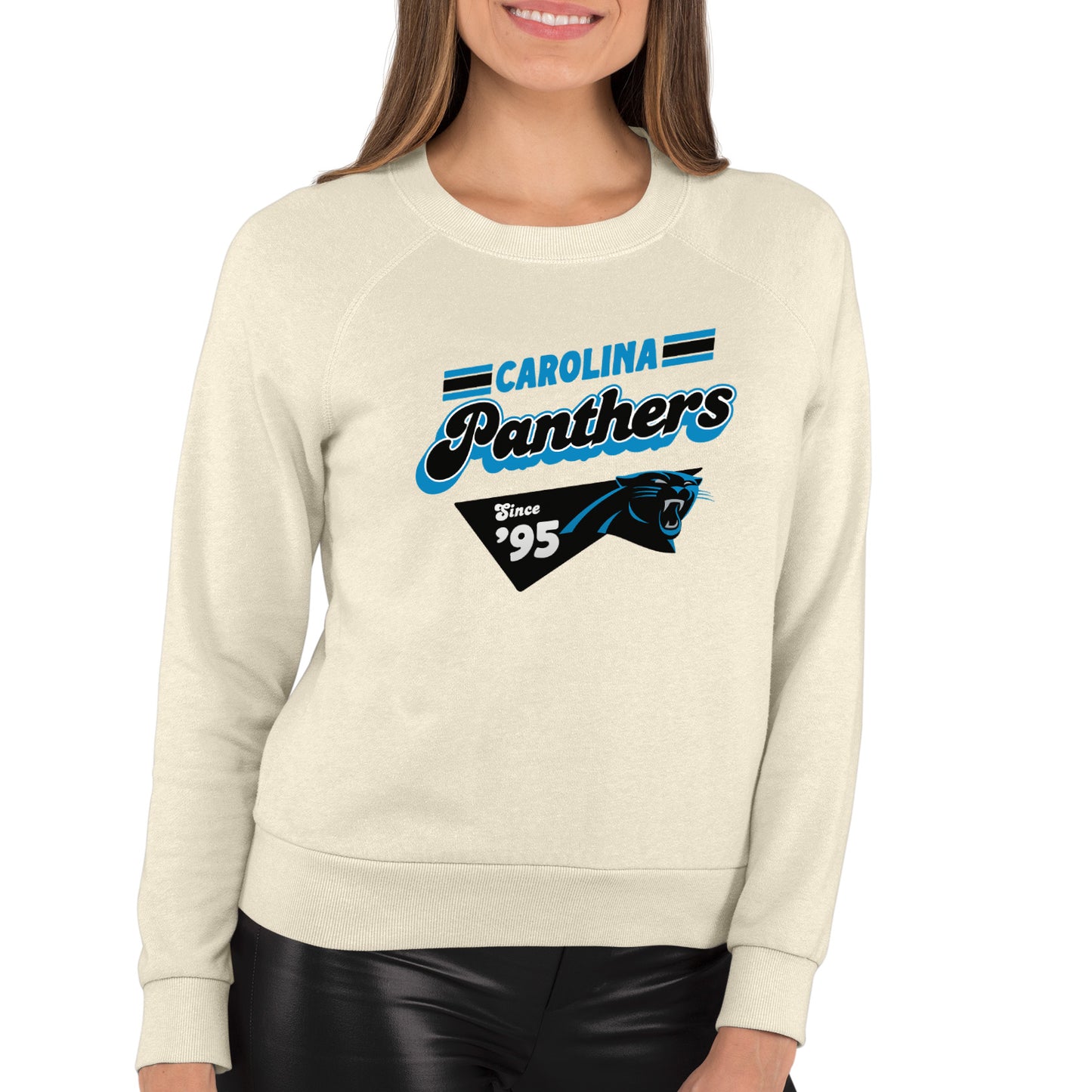 Carolina Panthers NFL Womens Vintage Charm French Terry Slouchy Top - Birch