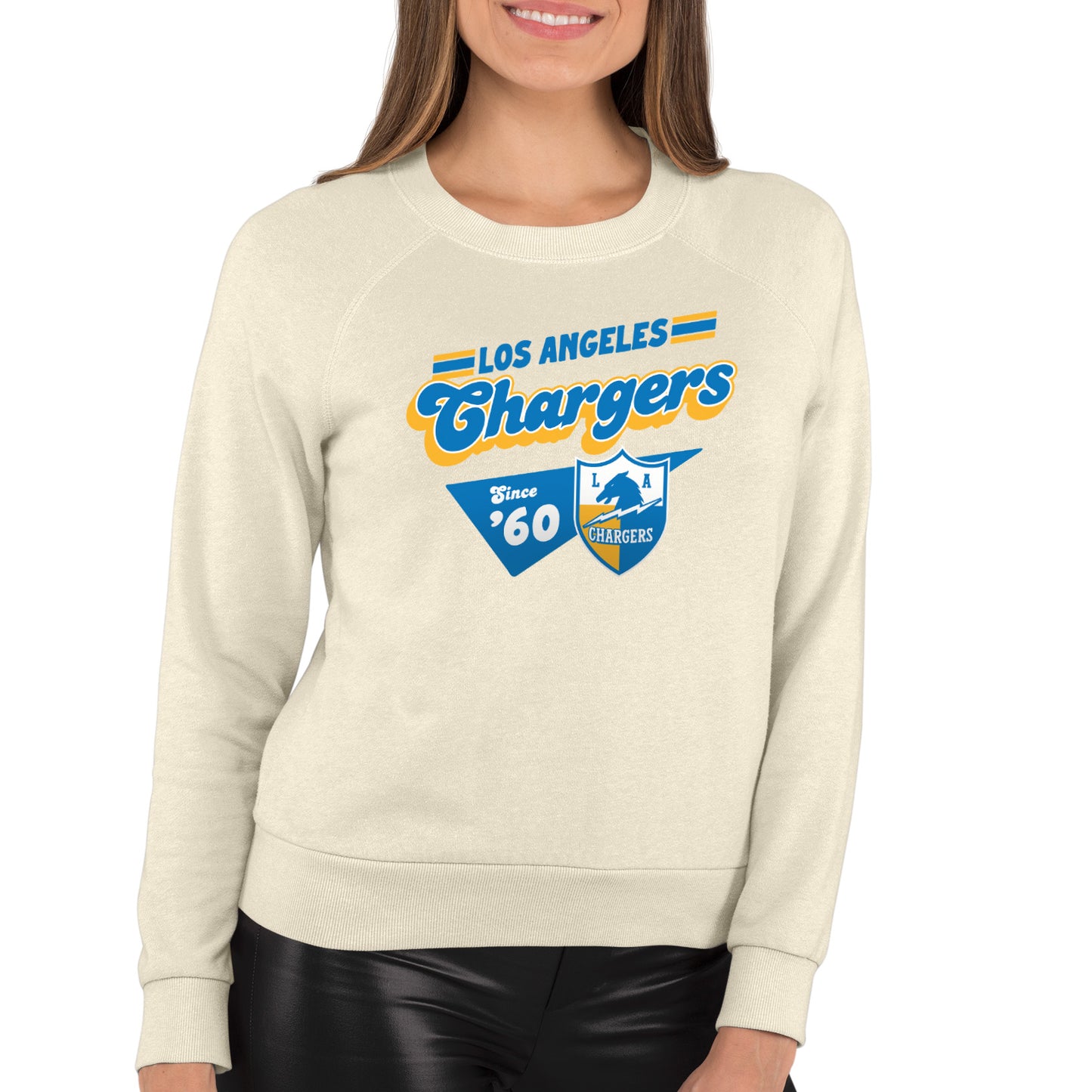 Los Angeles Chargers NFL Womens Vintage Charm French Terry Slouchy Top - Birch
