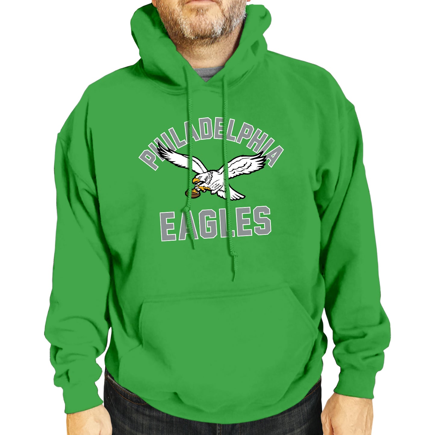 Philadelphia Eagles NFL Adult Unisex Retro Gameday Ultra Soft Fleece Hooded Sweatshirt - Kelly Green