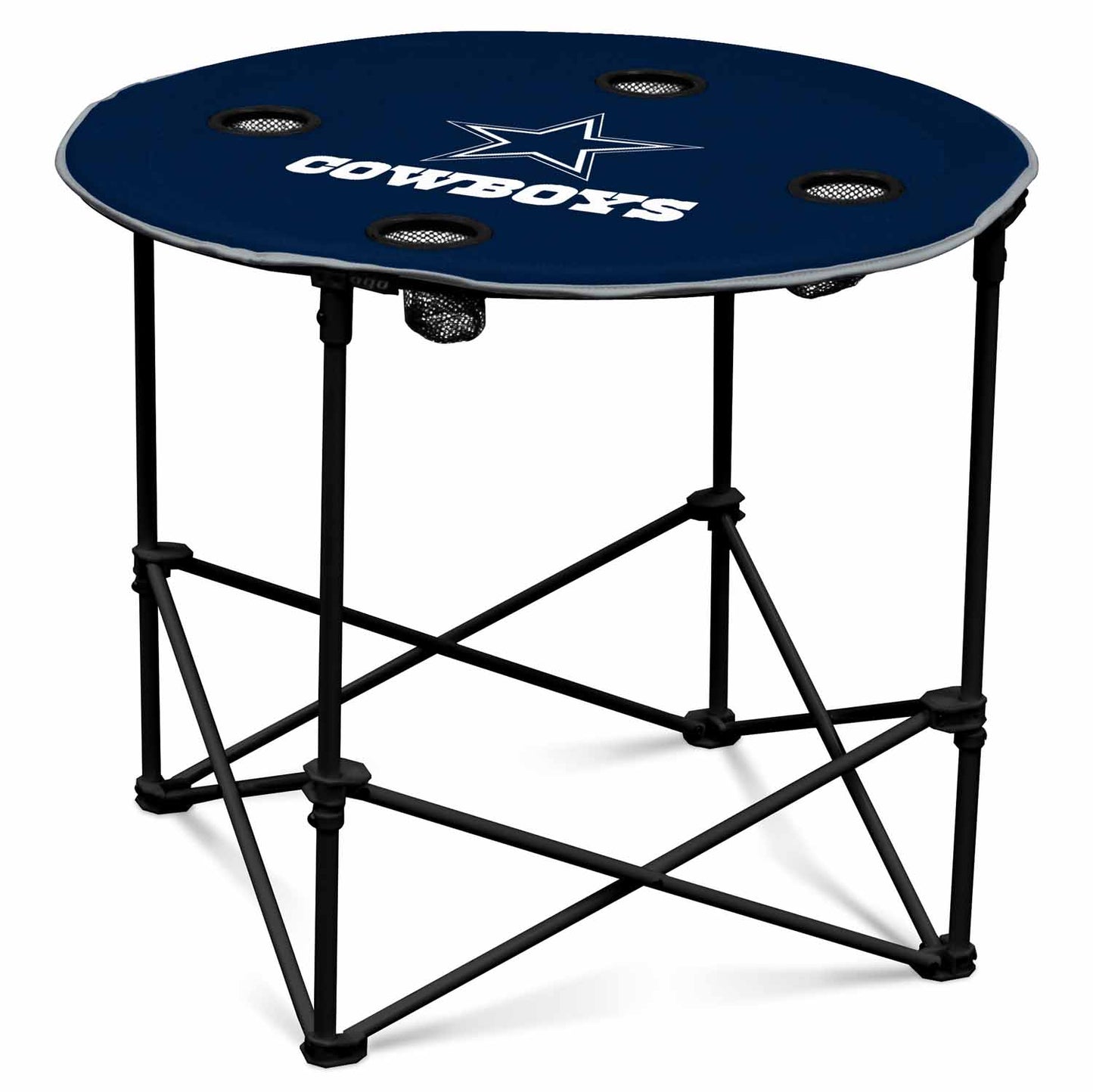 Dallas Cowboys NFL Portable Round Tailgate Table With Carrying Bag - Navy