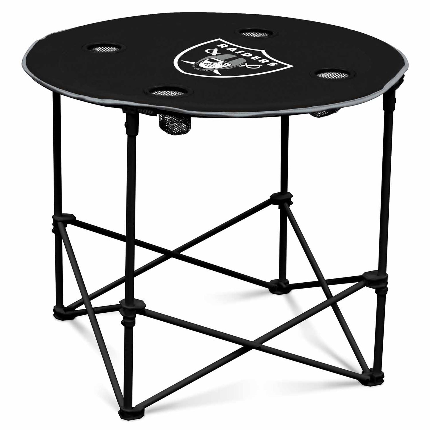 Las Vegas Raiders NFL Portable Round Tailgate Table With Carrying Bag - Black