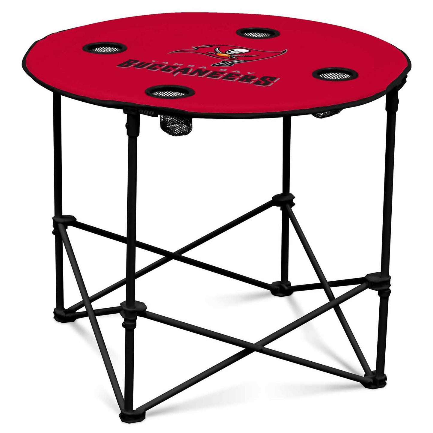 Tampa Bay Buccaneers NFL Portable Round Tailgate Table With Carrying Bag - Red