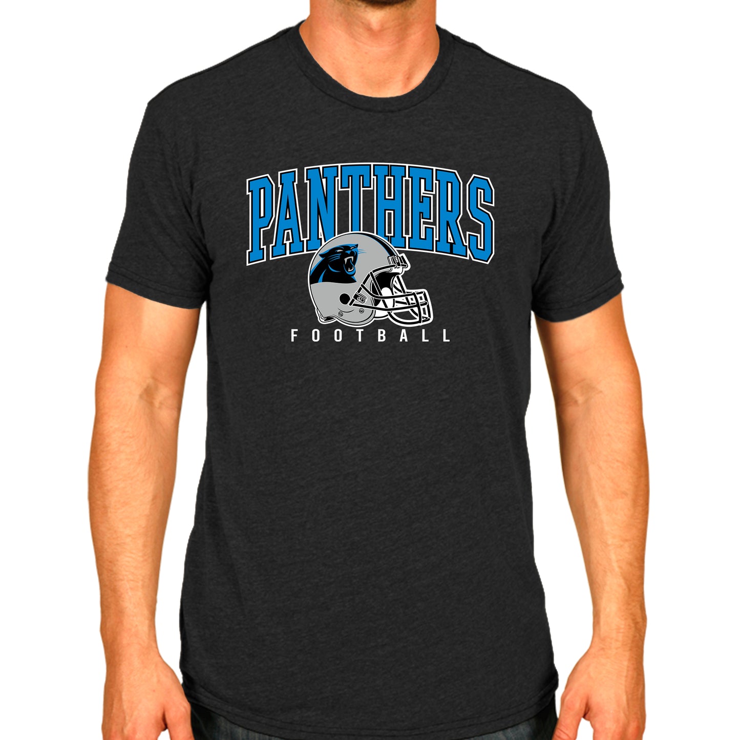 Carolina Panthers NFL Adult All Star Heather Tag-Less T-Shirt - Black Heather