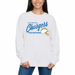 Los Angeles Chargers Womens NFL Scrimmage Line Crewneck Pullover - Gray Heather