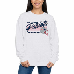 New England Patriots Womens NFL Scrimmage Line Crewneck Pullover - Gray Heather