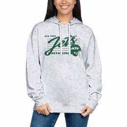 New York Jets Ladies NFL Scrimmage Line Fleece Pullover Hooded Sweatshirt - Gray Heather