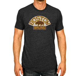 Boston  Bruins NHL Adult Retro Logo Tag-Less T-Shirt - Black Heather