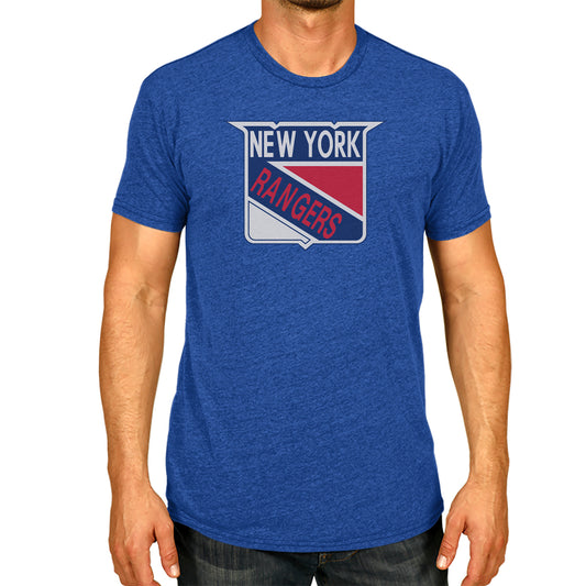 New York Rangers NHL Adult Retro Logo Tag-Less T-Shirt - Royal Heather