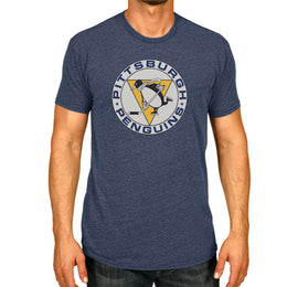 Pittsburgh Penguins NHL Adult Retro Logo Tag-Less T-Shirt - Navy Heather