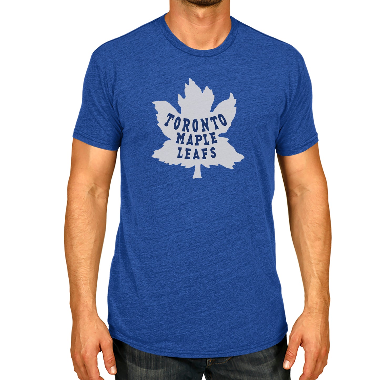 Toronto Maple Leafs NHL Adult Retro Logo Tag-Less T-Shirt - Royal Heather
