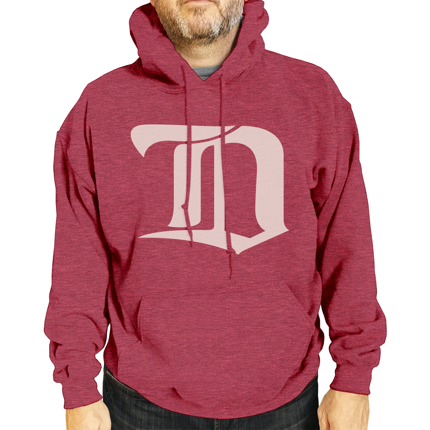 Detroit Red Wings Adult NHL Retro Logo Hockey Fleece Hooded Sweatshirt - Red Heather