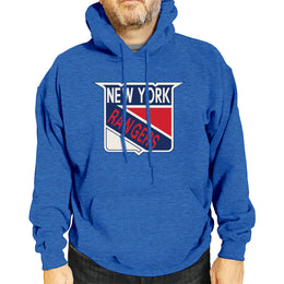 New York Rangers Adult NHL Retro Logo Hockey Fleece Hooded Sweatshirt - Royal Heather