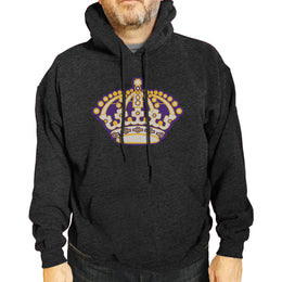 Los Angeles Kings Adult NHL Retro Logo Hockey Fleece Hooded Sweatshirt - Black Heather