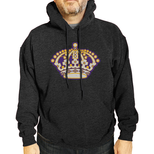 Los Angeles Kings Adult NHL Retro Logo Hockey Fleece Hooded Sweatshirt - Black Heather
