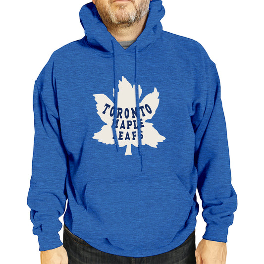 Toronto Maple Leafs Adult NHL Retro Logo Hockey Fleece Hooded Sweatshirt - Royal Heather