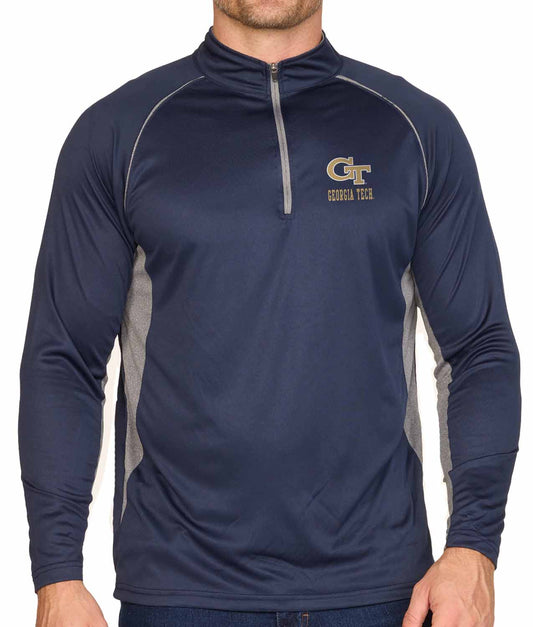 Georgia Tech Yellowjackets Mens NCAA Campus Classic Long Sleeve 1/4 Zip Windshirt - Navy