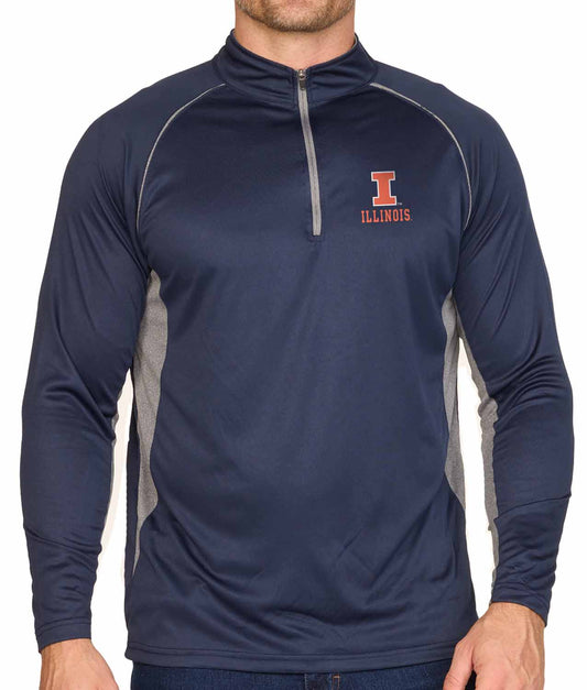 Illinois Fighting Illini Mens NCAA Campus Classic Long Sleeve 1/4 Zip Windshirt - Navy