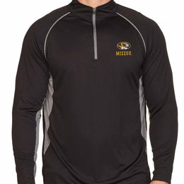 Missouri Tigers Mens NCAA Campus Classic Long Sleeve 1/4 Zip Windshirt - Black