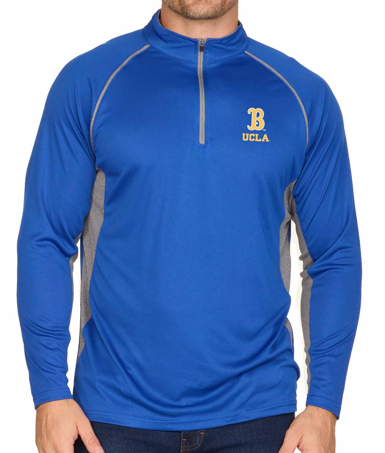 UCLA Bruins Mens NCAA Campus Classic Long Sleeve 1/4 Zip Windshirt - Royal