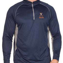 Virginia Cavaliers Mens NCAA Campus Classic Long Sleeve 1/4 Zip Windshirt - Navy