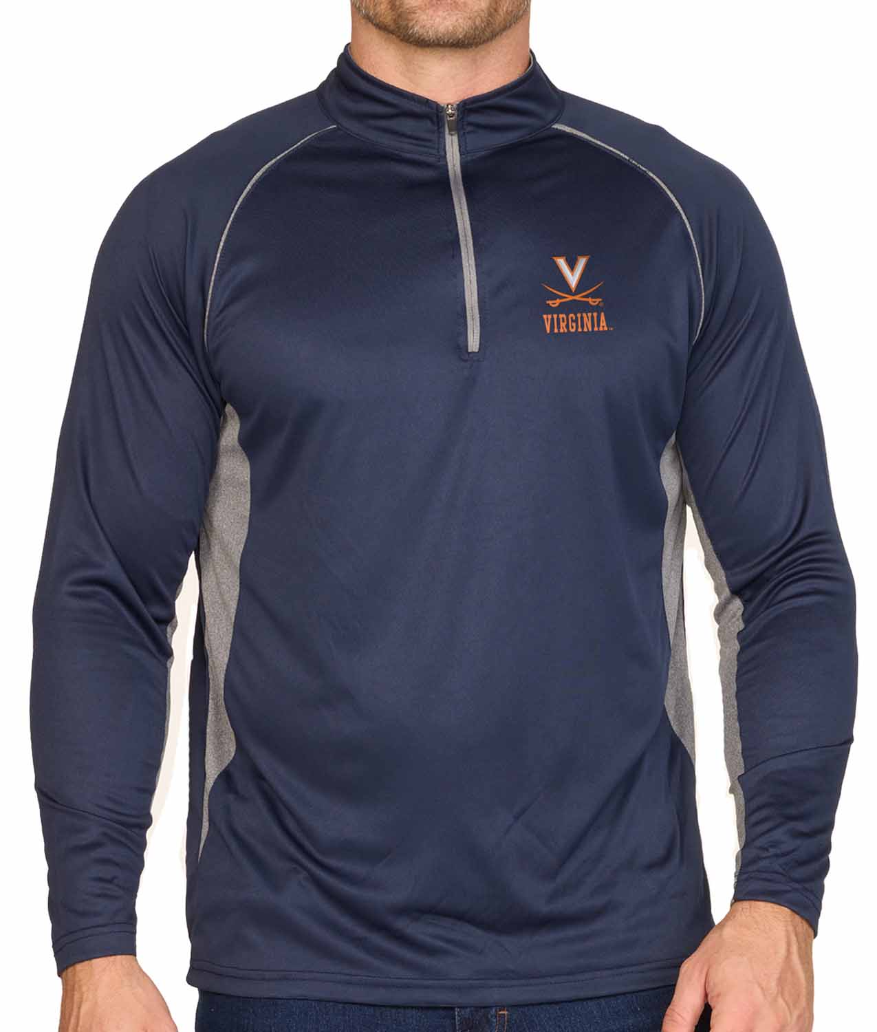 Virginia Cavaliers Mens NCAA Campus Classic Long Sleeve 1/4 Zip Windshirt - Navy